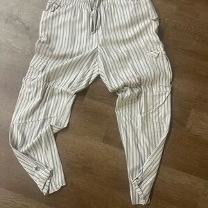 Rewash Black and White Striped Cargo Pants